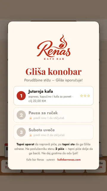 Početni ekran igrice Gliša konobar