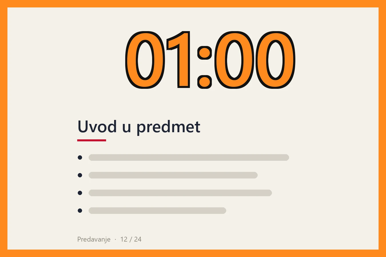 Odbrojavač — sat preko PowerPoint prezentacije, minut do kraja