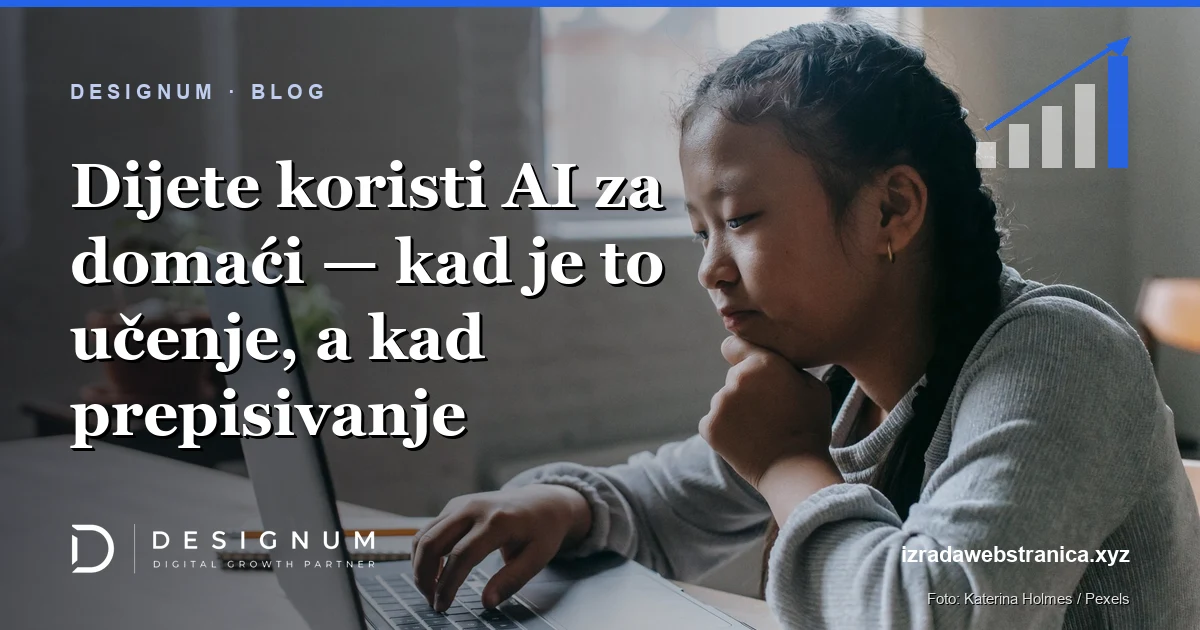 Dijete koristi AI za domaći — kad je to učenje, a kad prepisivanje
